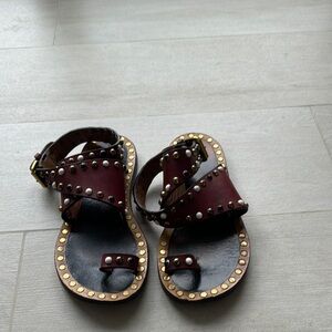 Isabel Marant Burgundy Studded Sandals